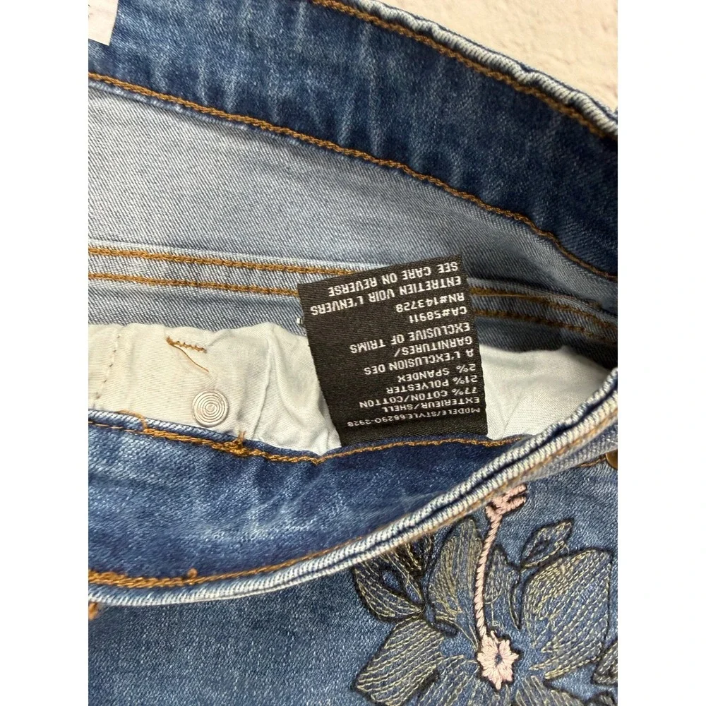 Tribal Jeans Ankle Jegging Womens 8 Blue New Embroidered Tropical Floral Leaf